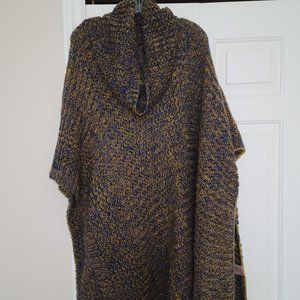 Dk. Blue Black Gold One Size Poncho Sweater NEW